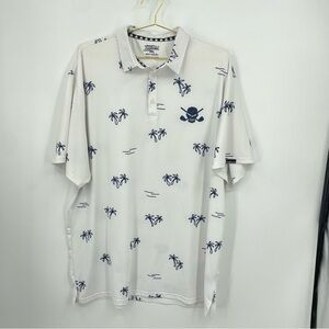 Tattoo Golf Aloha collection cool stretch Hawaiian polo shirt white blue Sz 4XL